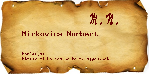 Mirkovics Norbert névjegykártya